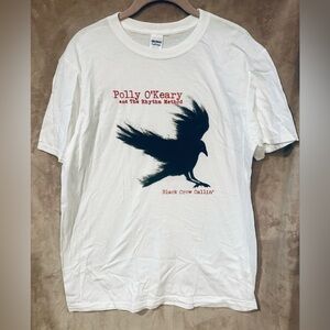 Gildan White T-Shirt with Black Crow Design